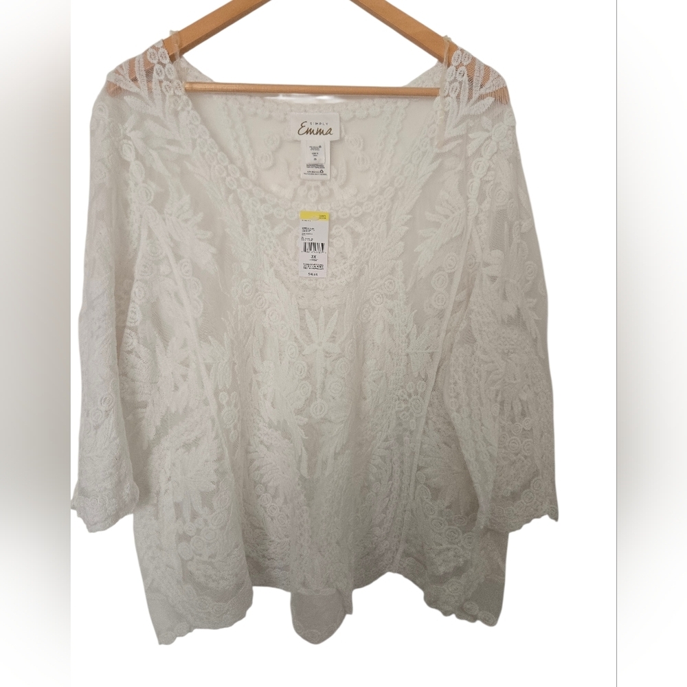 NWT Simply Emma Ivory Lace Cardigan Size 3x